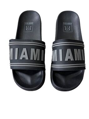 Robin Ruth Miami Classic Womens Slide Sandals Black Silver Size S EU 37 US 6.5/7